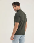 Olive Texture Zip Polo