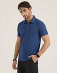 Teal Textured Polo Shirt