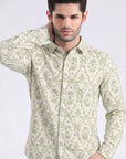 Men's Sage Green Geometric Print Shirt