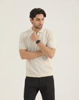 Cream Texture Zip Polo