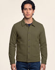 Men's Olive Green Waffle Knit Shirt Jacket