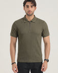 Olive Zip Polo