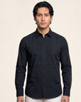 Men’s Charcoal Pleated Tuxedo Shacket