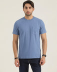 Slate Blue Textured Crew Neck