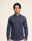 Men’s Blue Pleated Tuxedo Shacket