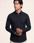 Men’s Charcoal Pleated Tuxedo Shacket
