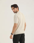 Cream Texture Zip Polo