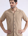 Brown Lining Textured Casual Shirt