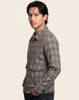 Men's Brown Plaid Zip Harrington Jacket