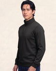 Men's Classic Black Half-Zip Mock Neck Sweater