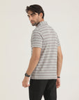 Grey Striped Pocket Polo