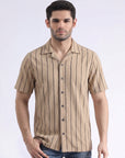 Brown Lining Textured Casual Shirt