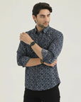 Men’s Charcoal Micro Floral Casual Shirt
