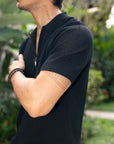 Black Texture Zip Polo