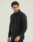 Men’s Black Textured Slim Fit Casual Shirt