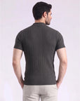 Black Self Stripped T-Shirt