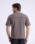 Drop Shoulder Brown T-Shirt