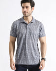 Grey Printed Polo Shirt