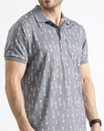 Grey Printed Polo Shirt