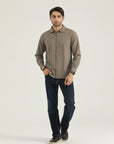 Light Brown Zipper Casual Shirt