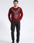 Red Nordic Stag Knit Sweater