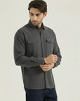 Men’s Grey Textured Slim Fit Casual Shirt