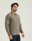 Light Brown Zipper Casual Shirt