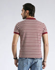 Men’s Maroon & White Striped Polo Shirt