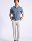 Blue Zip-Up Polo Shirt