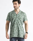Olive Tropical Print Shirt