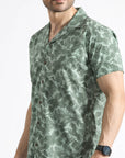 Olive Tropical Print Shirt