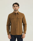 Brown Texture Double Pocket Shirt