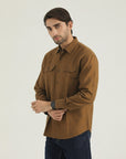 Brown Texture Double Pocket Shirt