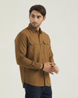 Brown Texture Double Pocket Shirt