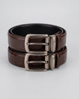 Reversible Texture & Plain Brown Belt