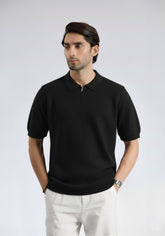 Black Texture Polo Shirt