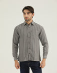 Modern Fit Grey Striped Shirt