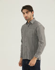Modern Fit Grey Striped Shirt