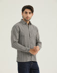 Modern Fit Grey Striped Shirt
