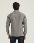 Modern Fit Grey Striped Shirt