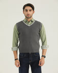Gray V Neck Sweater