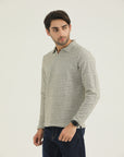 Light green Striped Polo Sweatshirt