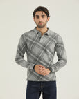 Grey Checkered Knit Polo