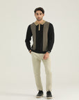 Two-Tone Panel Knit Half Zip