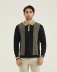 Two-Tone Panel Knit Half Zip