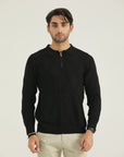 Black Polo Knit Sweatshirt