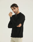 Black Polo Knit Sweatshirt