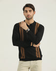 Black Polo Knit Sweatshirt