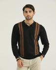 Black Polo Knit Sweatshirt