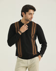 Black Polo Knit Sweatshirt